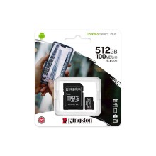 Yaddaş kartı Kingston 512GB microSDXC class 10 UHS-I U3 Canvas Select Plus + SD Adapter (SDCS2/512GB)