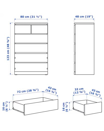 Komod IKEA Malm, bej, 80x123 sm