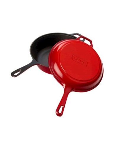 Tava Lava Frying Deep Combo, 26 sm, çuqun, qırmızı