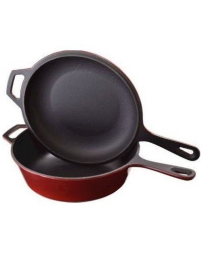 Tava Lava Frying Deep Combo, 26 sm, çuqun, qırmızı