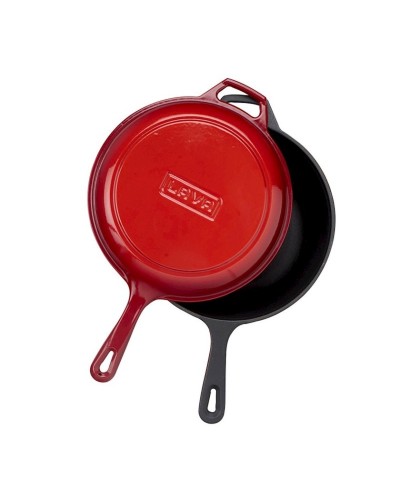 Tava Lava Frying Deep Combo, 26 sm, çuqun, qırmızı