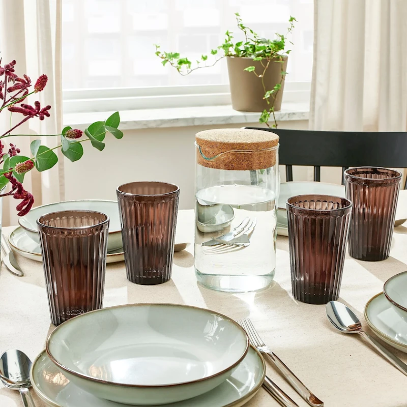 Набор стаканов IKEA Vardagen, 4 шт, 430 мл, стекло, коричневый Набор стаканов IKEA Vardagen, 4 шт, 430 мл, стекло, коричневый