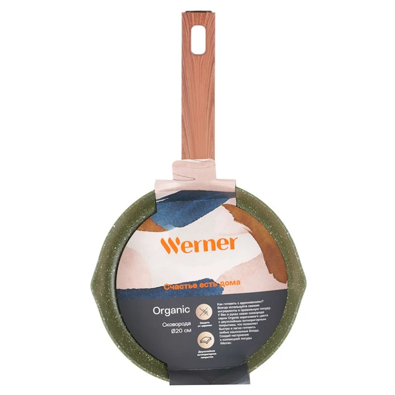 Сковорода Werner Organic Forest Style 51454, 20 см, алюминий/бакелит, зеленый Сковорода Werner Organic Forest Style 51454, 20 см, алюминий/бакелит, зеленый