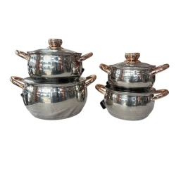 Набор кастрюль Haus Roland 00708, нержавеющая сталь, золотистый/серебристый, 16/18/20/24 см, 4 шт