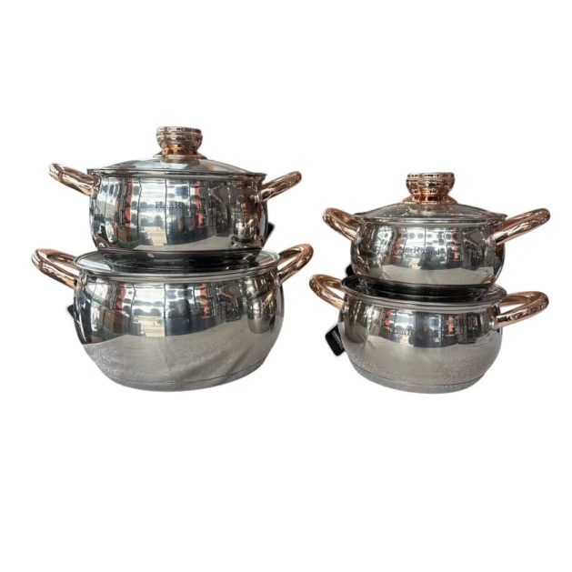 Набор кастрюль Haus Roland 00708, нержавеющая сталь, золотистый/серебристый, 16/18/20/24 см, 4 шт Набор кастрюль Haus Roland 00708, нержавеющая сталь, золотистый/серебристый, 16/18/20/24 см, 4 шт