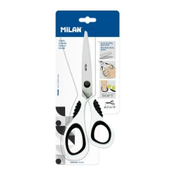 Канцелярские ножницы Milan, белые/черные, 20.5 см