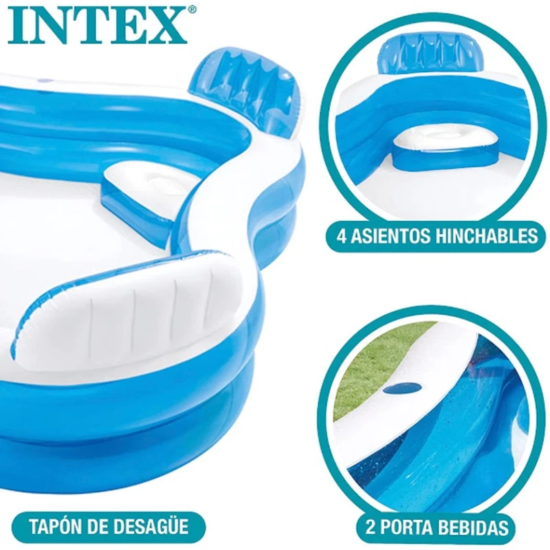 Надувной бассейн Intex H56225588475, 229x229x66 см, 990 л, синий