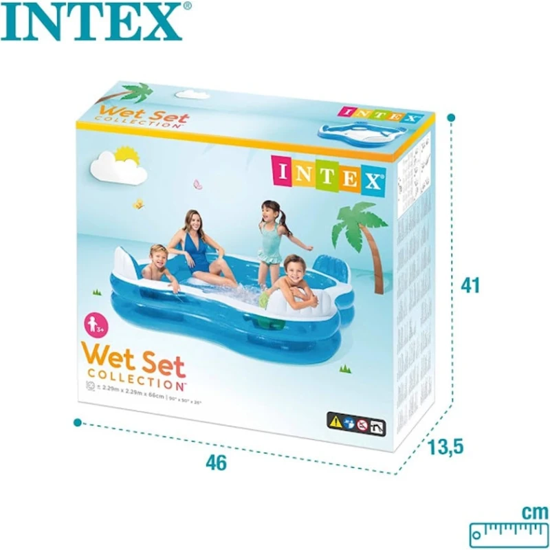 Надувной бассейн Intex H56225588475, 229x229x66 см, 990 л, синий