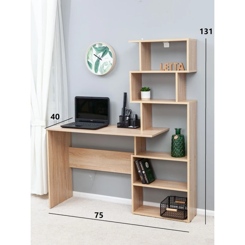 Компьютерный стол Letta ЛДСП, бежевый, 75х40х131 см Компьютерный стол Letta ЛДСП, бежевый, 75х40х131 см