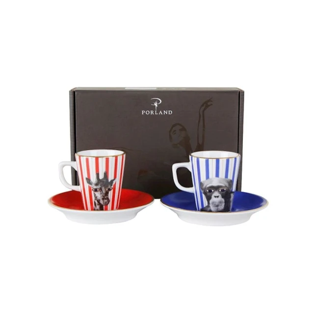 Набор кофейный Porland Wild Life Monkey-Giraffe 04ALM005320, 80 мл, 4 предмета, разноцветный Набор кофейный Porland Wild Life Monkey-Giraffe 04ALM005320, 80 мл, 4 предмета, разноцветный