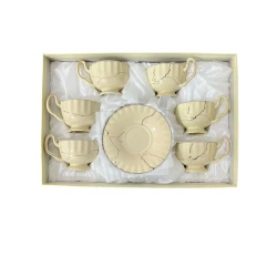 Набор чашек с блюдцами ZGH_00351, 12 шт, бежевый Набор чашек с блюдцами ZGH_00351, 12 шт, бежевый