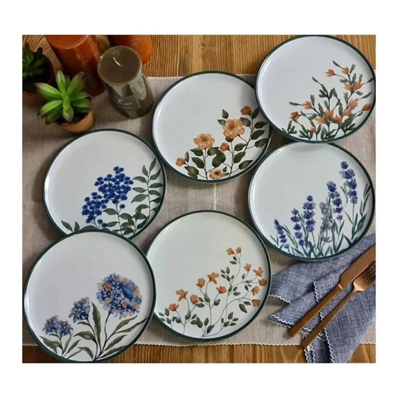 Набор десертных тарелок Porland Flower Garden 04POR034189, фарфор, разноцветный, 20 см, 6 шт