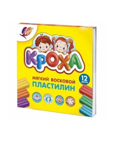 Yumşaq mum plastilini Луч Кроха, 12 rəng, 180 q