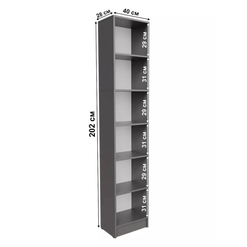 Stellaj 3563_L-M 2StelHighGray, 36x29x180 см, ЛДСП, серый Stellaj 3563_L-M 2StelHighGray, 36x29x180 см, ЛДСП, серый