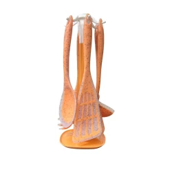 Набор кухонных принадлежностей ZGH_00380, 7 шт, на подставке, силикон, оранжевый