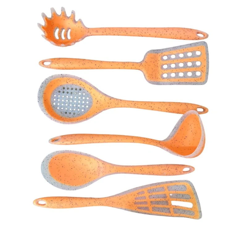 Набор кухонных принадлежностей ZGH_00380, 7 шт, на подставке, силикон, оранжевый
