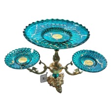 Şirniyyat qabı (meyvə kasası) 3 mərtəbəli Mondo 48х36 sm, şüşə, mavi