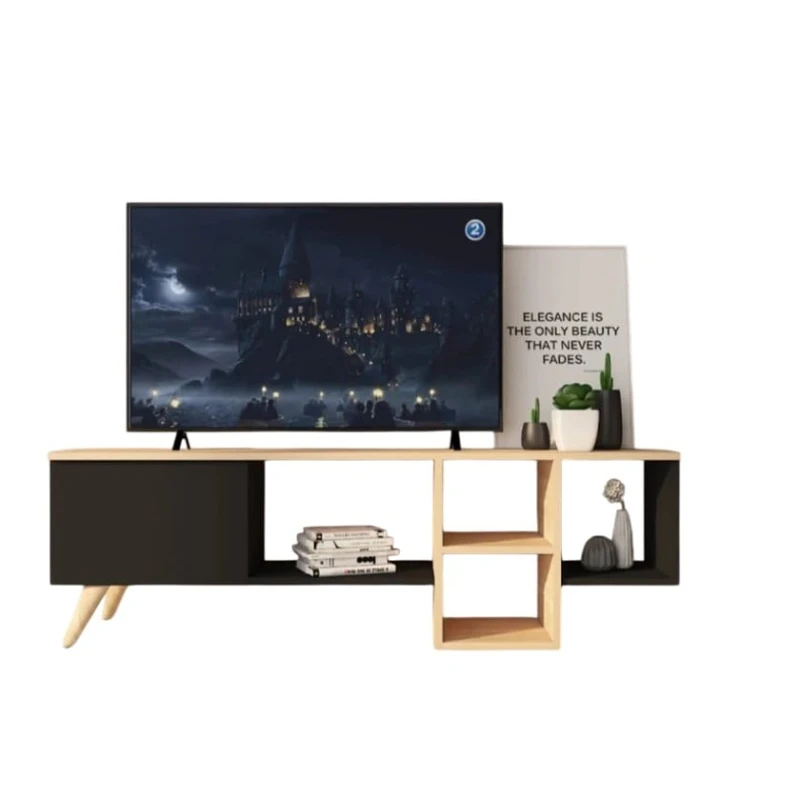 Тумба под ТВ Ev Plus 12115843, ЛДСП, антрацит/коричневый, 120x30x45 см Тумба под ТВ Ev Plus 12115843, ЛДСП, антрацит/коричневый, 120x30x45 см