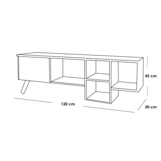 Тумба под ТВ Ev Plus 12115843, ЛДСП, антрацит/коричневый, 120x30x45 см Тумба под ТВ Ev Plus 12115843, ЛДСП, антрацит/коричневый, 120x30x45 см