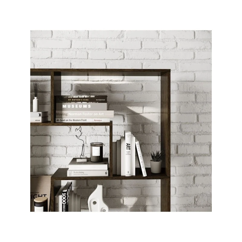 Стеллаж 3563_StellajLabirintVenge, 150x97.7x22 см, ЛДСП, коричневый