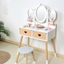 Makiyaj masası qızlar üçün M4342, 3 güzgülü, ağ