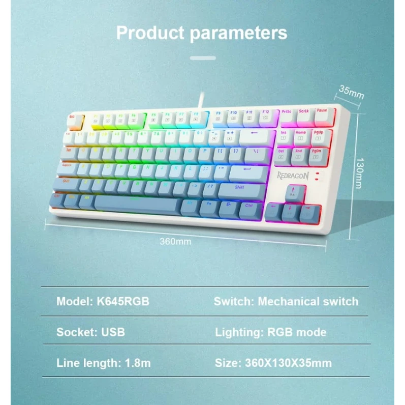 Клавиатура Redragon CASS K645W Gaming Keyboard (K645W-GB-RGB) Клавиатура Redragon CASS K645W Gaming Keyboard (K645W-GB-RGB)