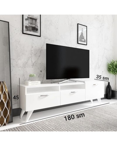 TV üçün tumba ev_12116158, laminat, ağ, 180x45x45 sm