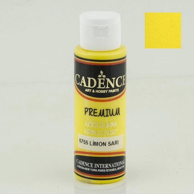 Декоративная акриловая краска Cadence Premium Acrylic Paint 0755 Lemon Yellow, лимонный, 70 мл