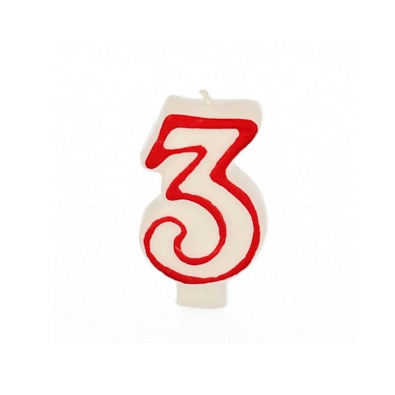 Свеча-цифра PapStar Birthday Candles, цифра 3, 7.3 см, белый/красный Свеча-цифра PapStar Birthday Candles, цифра 3, 7.3 см, белый/красный