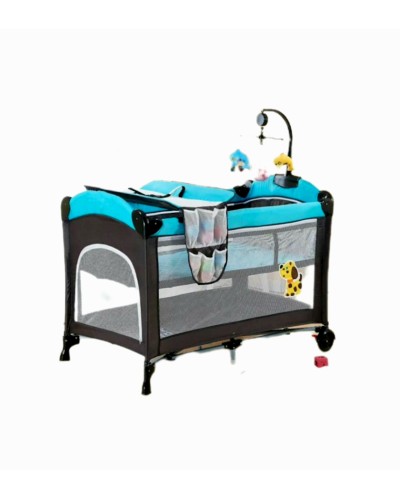 Manej-çarpayı Cool Baby 970 Light Blue, 4 yaşa qədər, 76x110x76 sm, mavi/qara