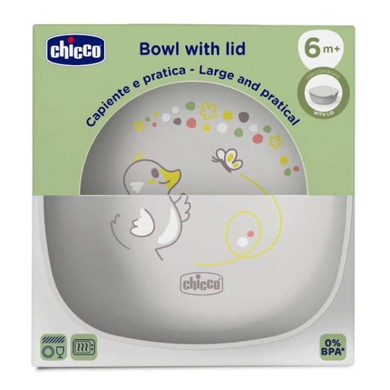 Миска для детей Chicco, серая, 6+ месяцев Миска для детей Chicco, серая, 6+ месяцев