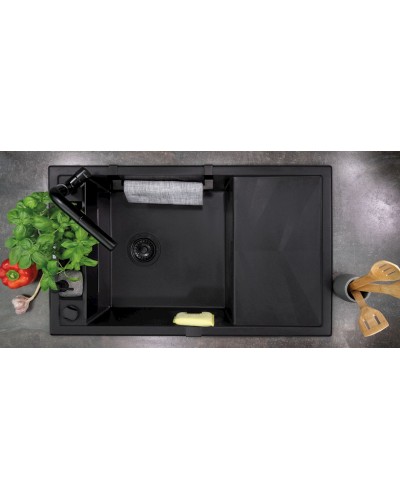Mətbəx çanağı Deante Magnetic N113, qranit, qara, 82x50x21.9 sm