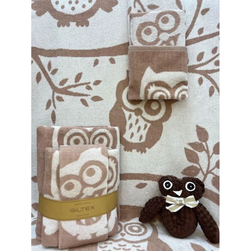 Набор полотенец детские Giltex Visdom, хлопок, 70x130/50x90/50x30 см, бежевый, 3 шт Набор полотенец детские Giltex Visdom, хлопок, 70x130/50x90/50x30 см, бежевый, 3 шт