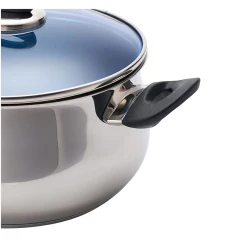 Набор посуды Korkmaz A1910 Mavis 20х12/24х14/24х6/16х10/24х8 см, 9 шт, нержавеющая сталь, с крышкой, серебристый/синий