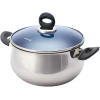 Набор посуды Korkmaz A1910 Mavis 20х12/24х14/24х6/16х10/24х8 см, 9 шт, нержавеющая сталь, с крышкой, серебристый/синий Набор посуды Korkmaz A1910 Mavis 20х12/24х14/24х6/16х10/24х8 см, 9 шт, нержавеющая сталь, с крышкой, серебристый/синий
