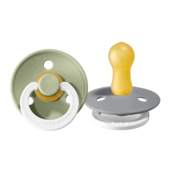 Набор пустышек BIBS Colour Night, 2 шт, 0-6 месяцев, латекс, голубой/зеленый