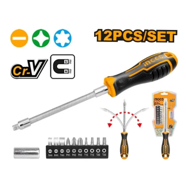 Набор отверток Ingco AKSDFL1208, 12 предметов
