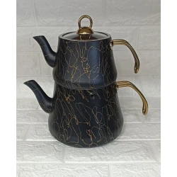 Çaydan dəsti Oms SHA-00002515, qranit, qara/qızılı, 2.5 l