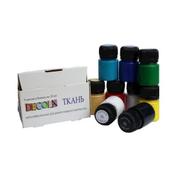 Набор акриловых красок по ткани Decola, 9 цветов, 20 мл