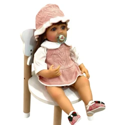 Kukla Reborn M4924 toxunma paltarlı, 55 sm