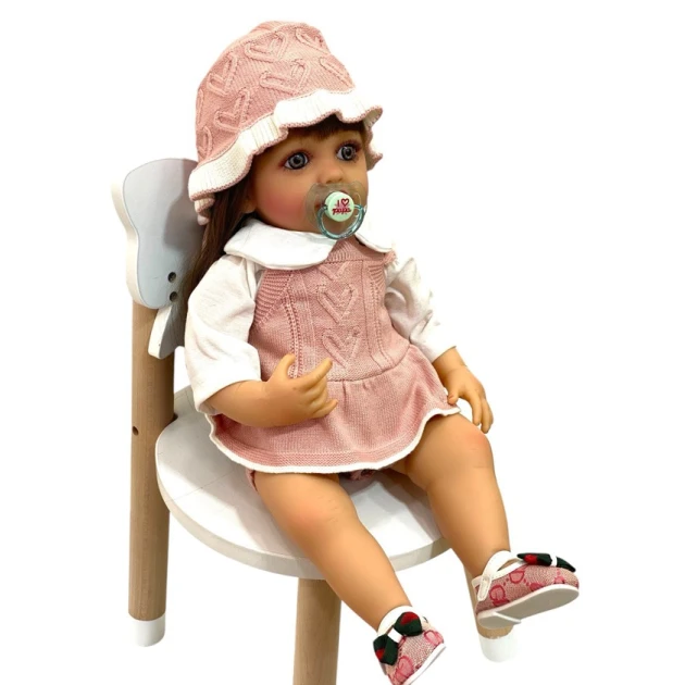 Kukla Reborn M4924 toxunma paltarlı, 55 sm