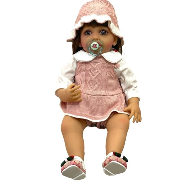 Kukla Reborn M4924 toxunma paltarlı, 55 sm
