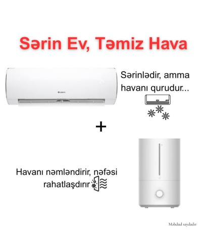Kondisioner Gree GWH18ACCXD-K3NNA1B/I Fairy 18000 BTU + Hava nəmləndirici Xiaomi Humidifier 2 Lite (BHR6605EU) - GWH18ACCXDBHR6605EU