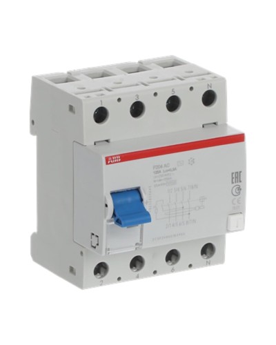Avtomatik söndürücü ABB 2CSF204001R3950, F204 RCCB, 125A, 4P, 300mA, AC tipli