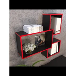 Полка настенная Art Mebel 40, ламинат, 83х89х20 см, черная/красная