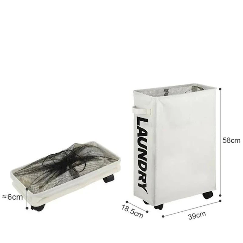 Корзина для белья NH_ASZ, 57x39x19 см, на колесиках, кремовая Корзина для белья NH_ASZ, 57x39x19 см, на колесиках, кремовая