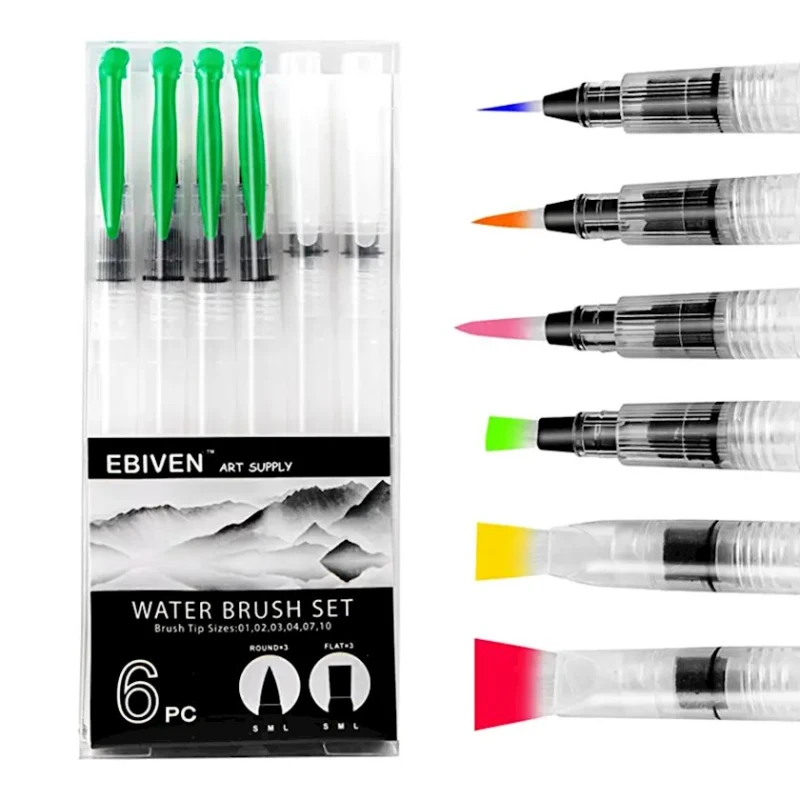 Набор заполняемых кистей Ebiven Water Brush Set, 6 шт Набор заполняемых кистей Ebiven Water Brush Set, 6 шт