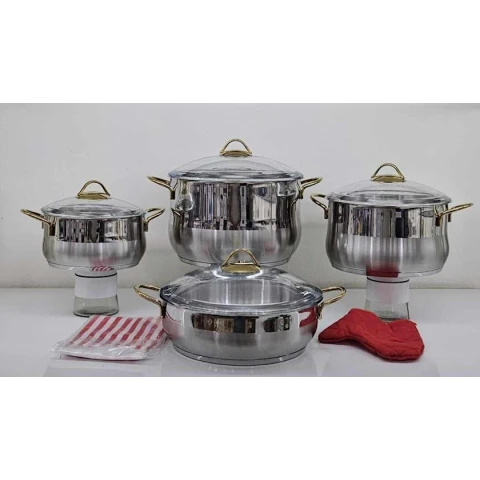 Набор кастрюль Oncu OO-NN-001, нержавеющая сталь, серебристый, 8 предметов