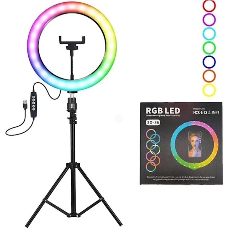 Лампа кольцевая RGB Led 3D 36 Лампа кольцевая RGB Led 3D 36