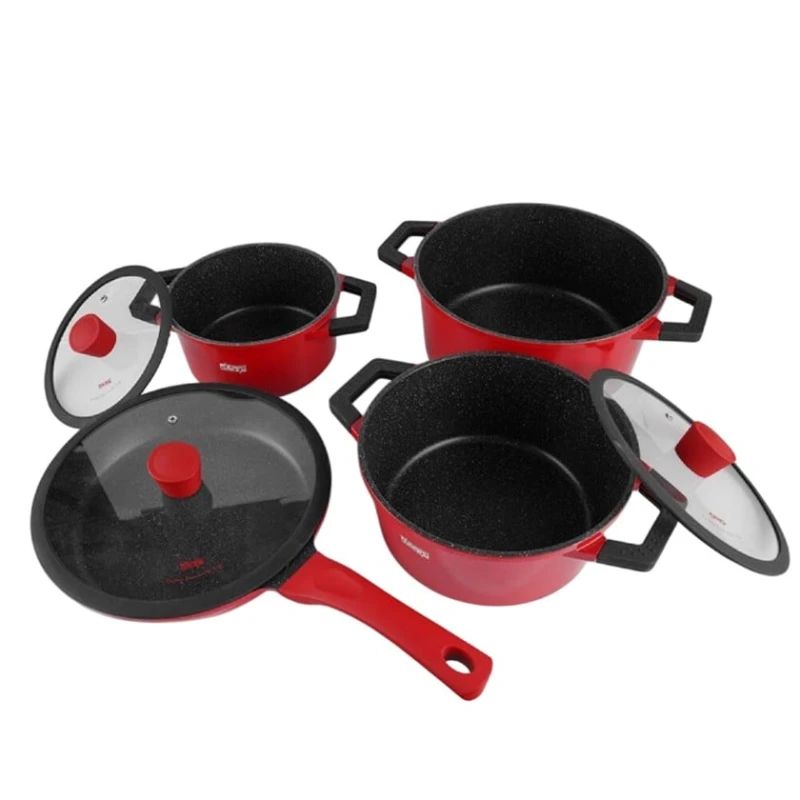 Набор кастрюль и сковородок DSP CA002-S02, красный Набор кастрюль и сковородок DSP CA002-S02, красный
